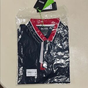 Boss Men's Polo Shirt in Dark Blue and Red